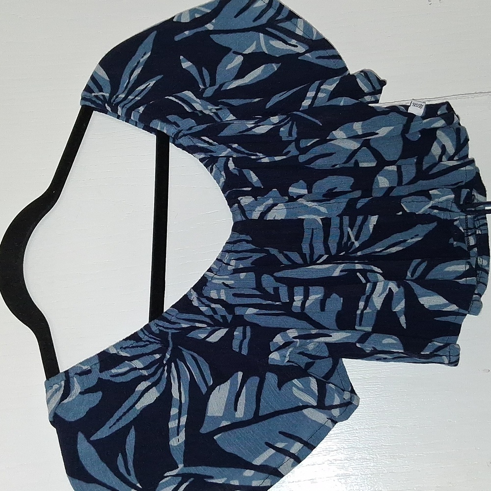 Sisstrevolution Crop Blue Black  Off Shoulder Summer Festival Season Top Sz S